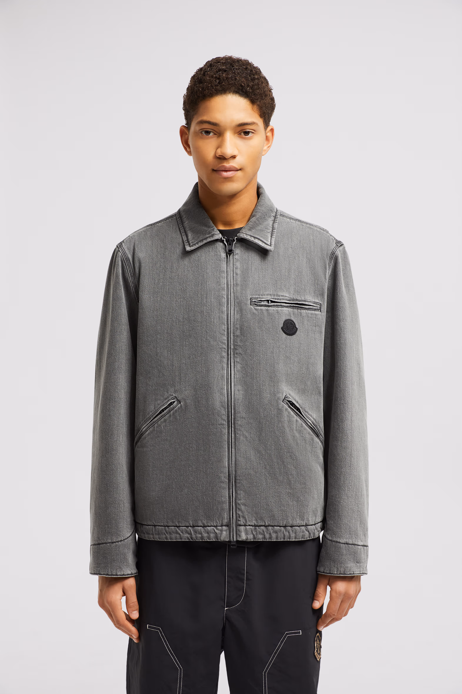 Acate Padded Denim Shirt Jacket Men Black Moncler 3